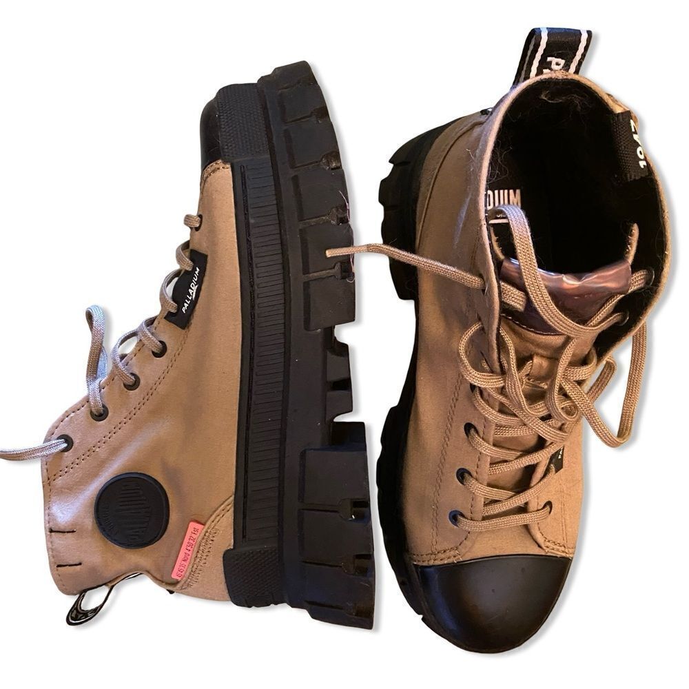 NEW Palladium shoes boots Revolt TX black tan canvas lug sole women’s 10
